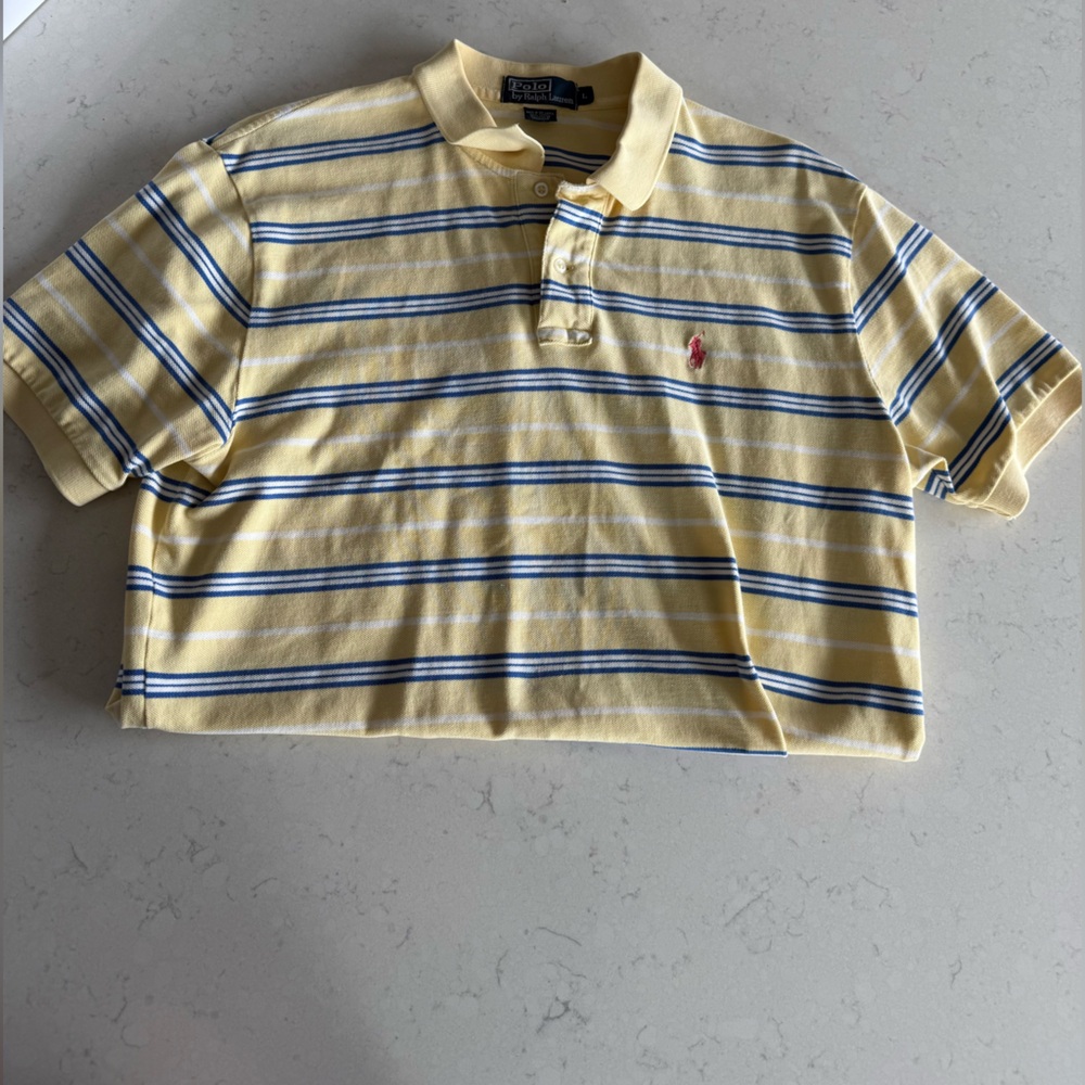 Polo Ralph Lauren Yellow Polo with Navy and White Stripes